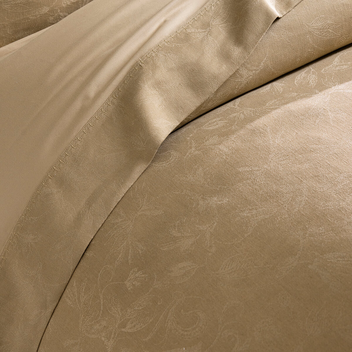 Housse de couette en Coton/Lin, ARABESQUE sepia, LE JACQUARD FRANCAIS