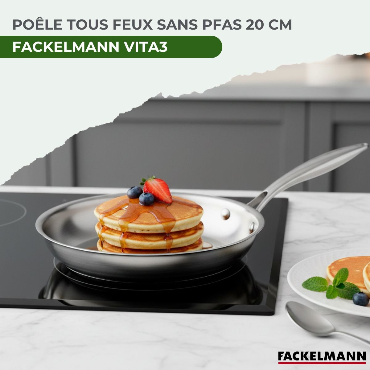 Poêle 20 cm en inox 18/10 Triply VITA3 inox, FACKELMANN