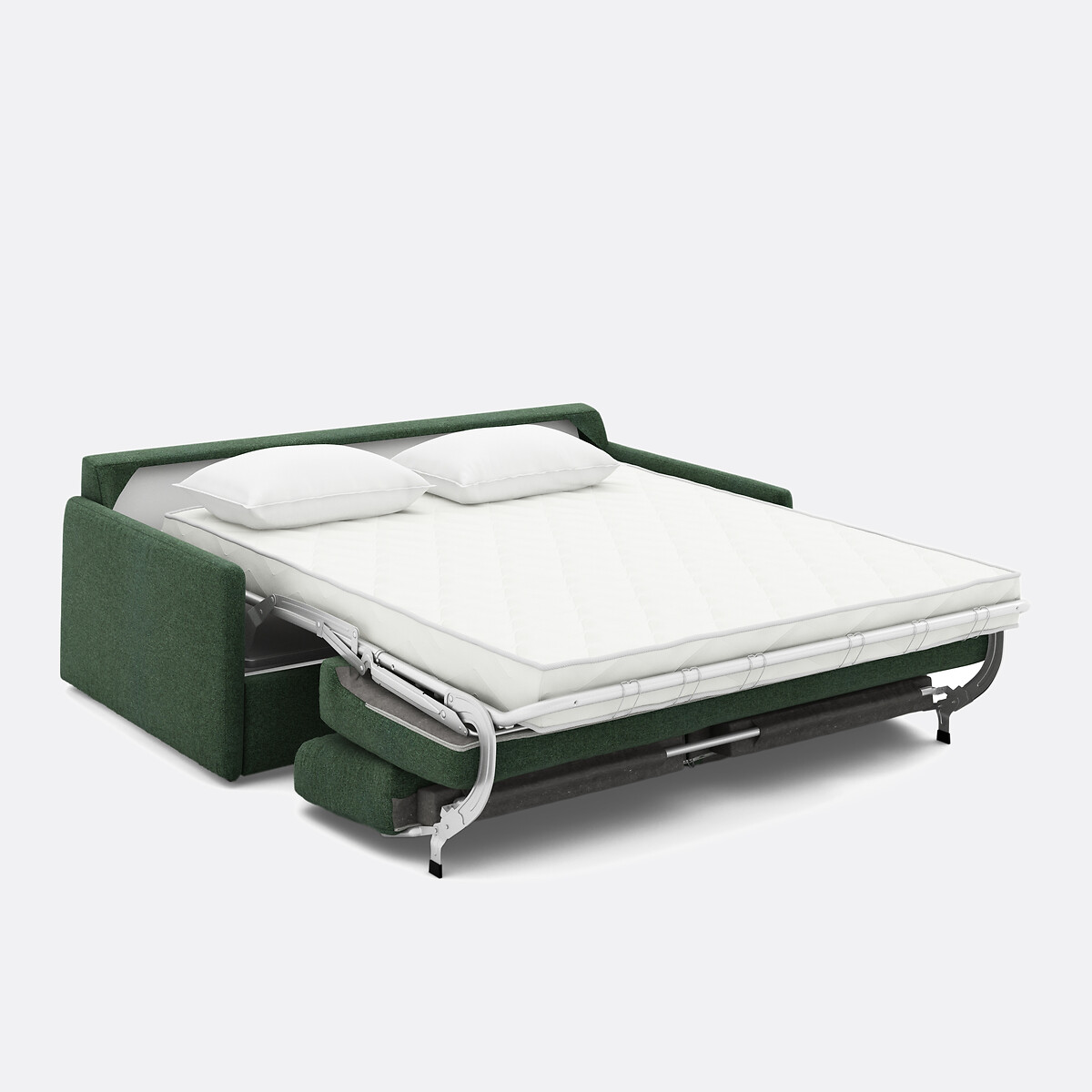 Sofá cama de poliéster, espuma HR premium, Marta verde bosque, LA REDOUTE INTERIEURS