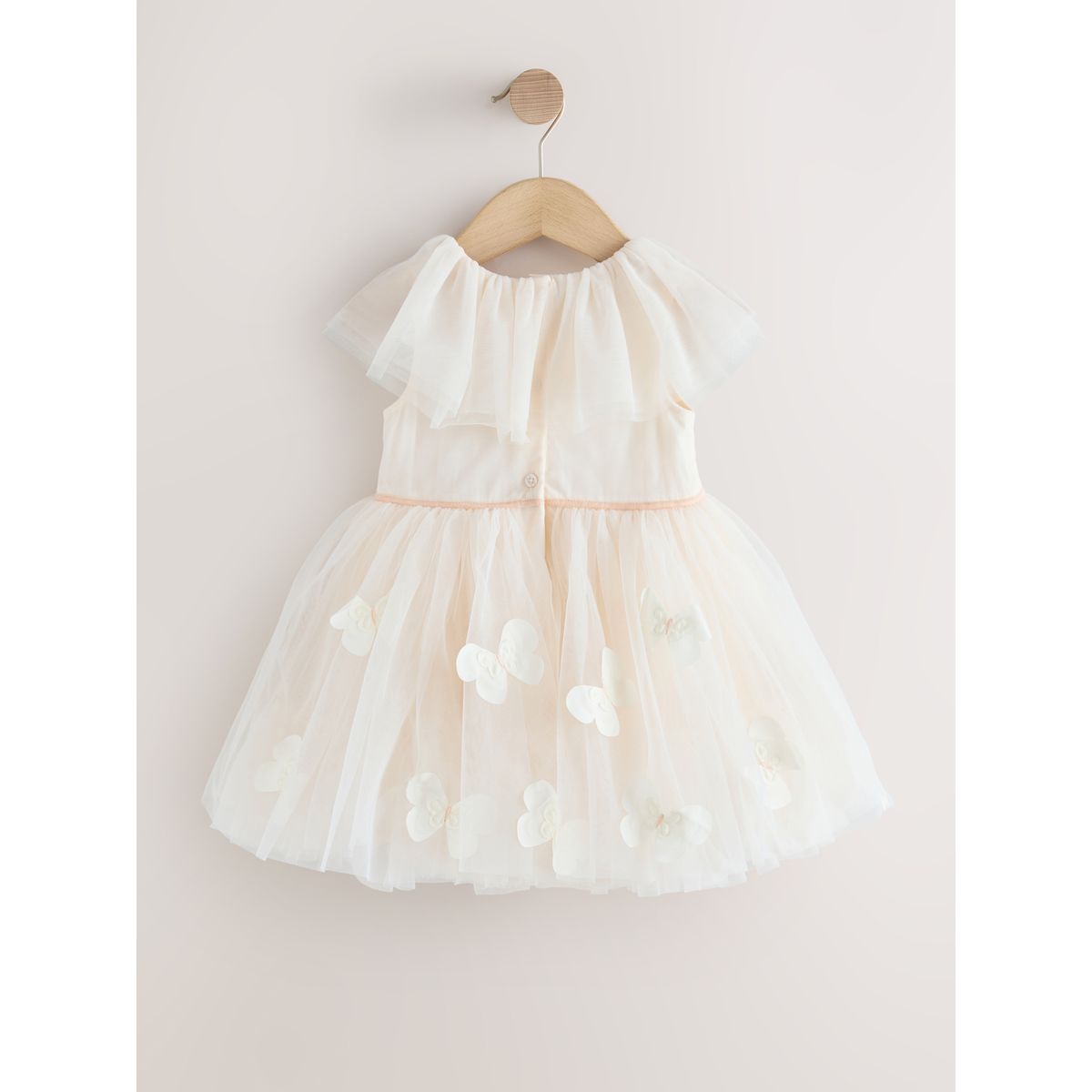 Robe en tulle à col volanté blanc, NEXT