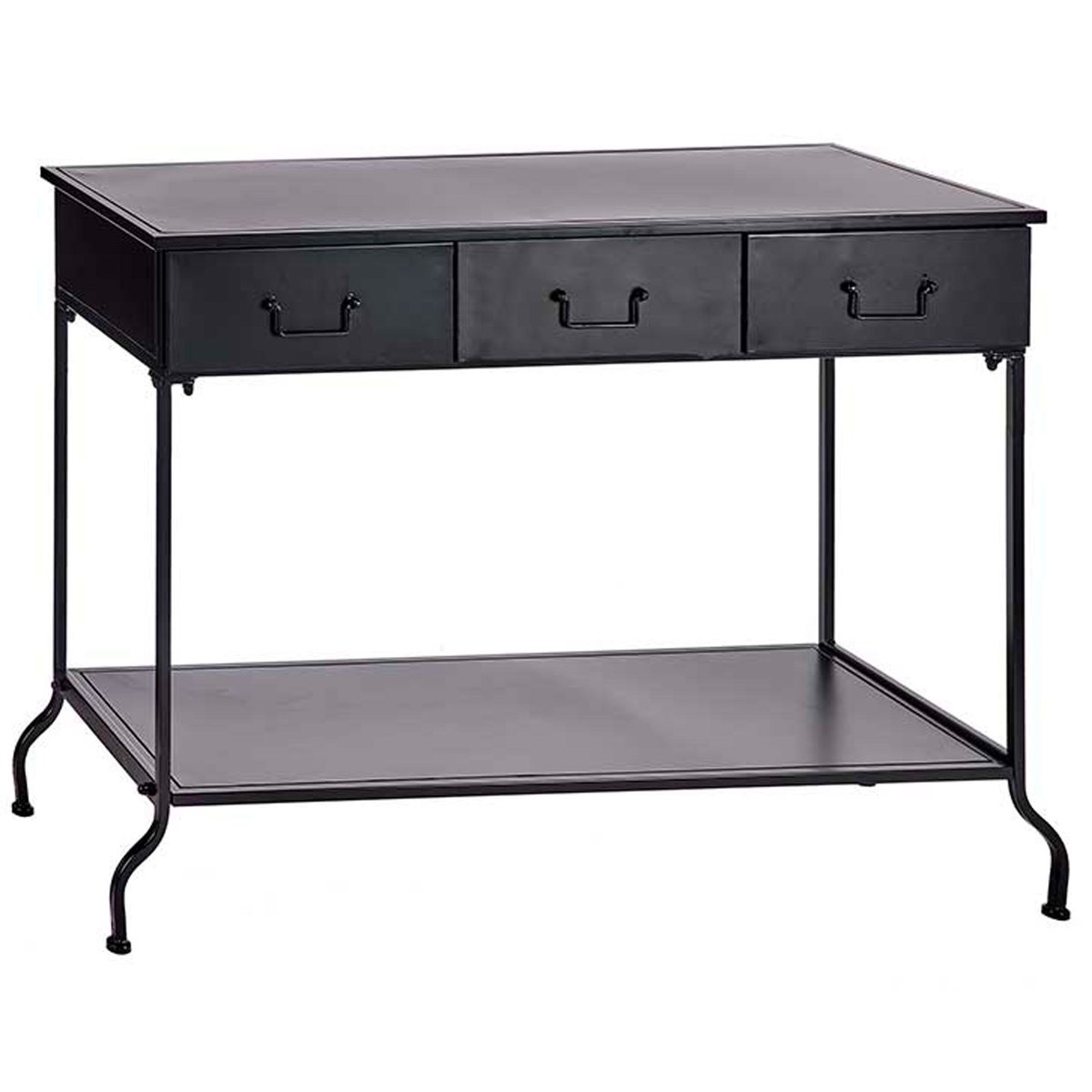 Console en métal noir 3 tiroirs et 1 étagère 84,5x43x121cm noir, WADIGA