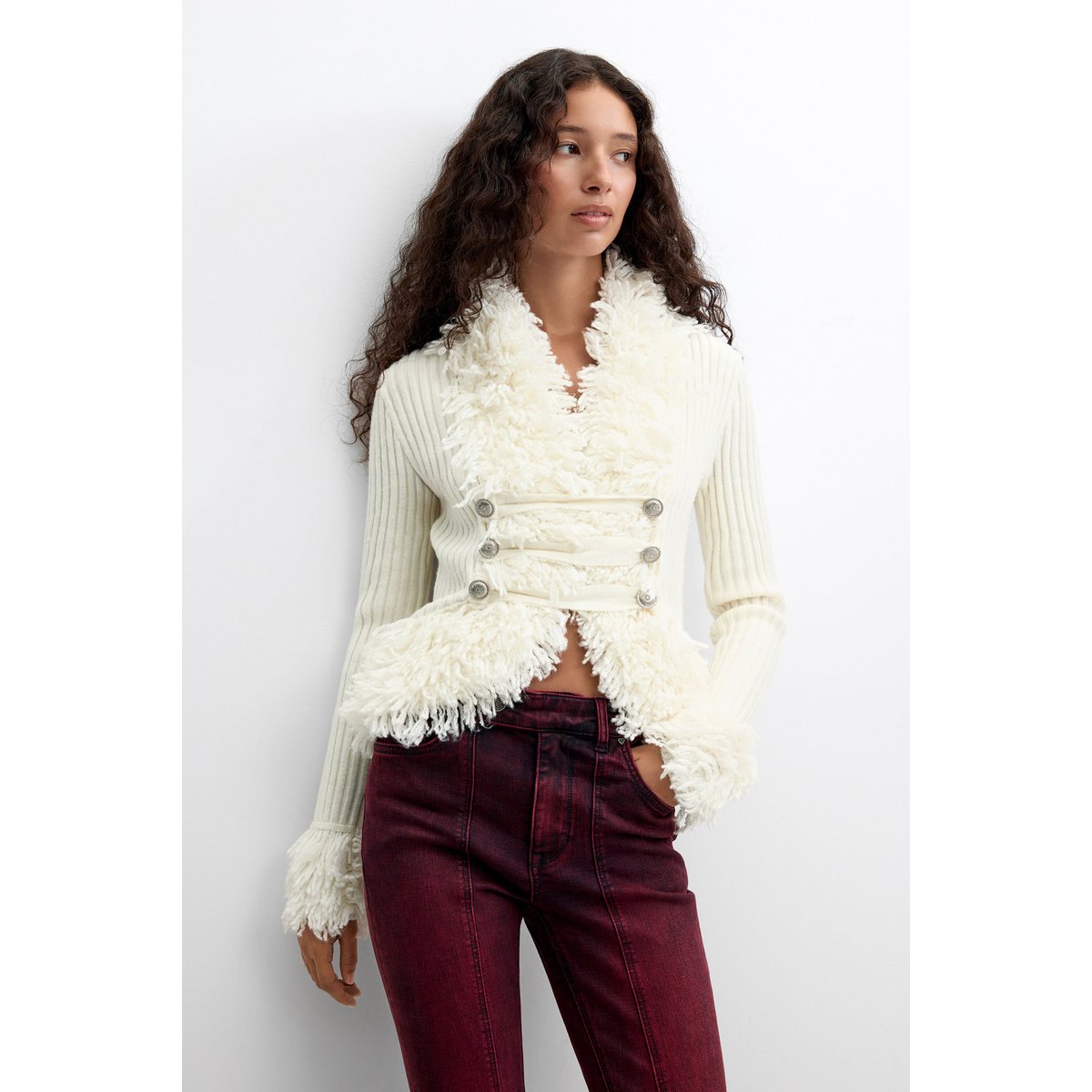 Pull en grosse maille beige, DESIGUAL
