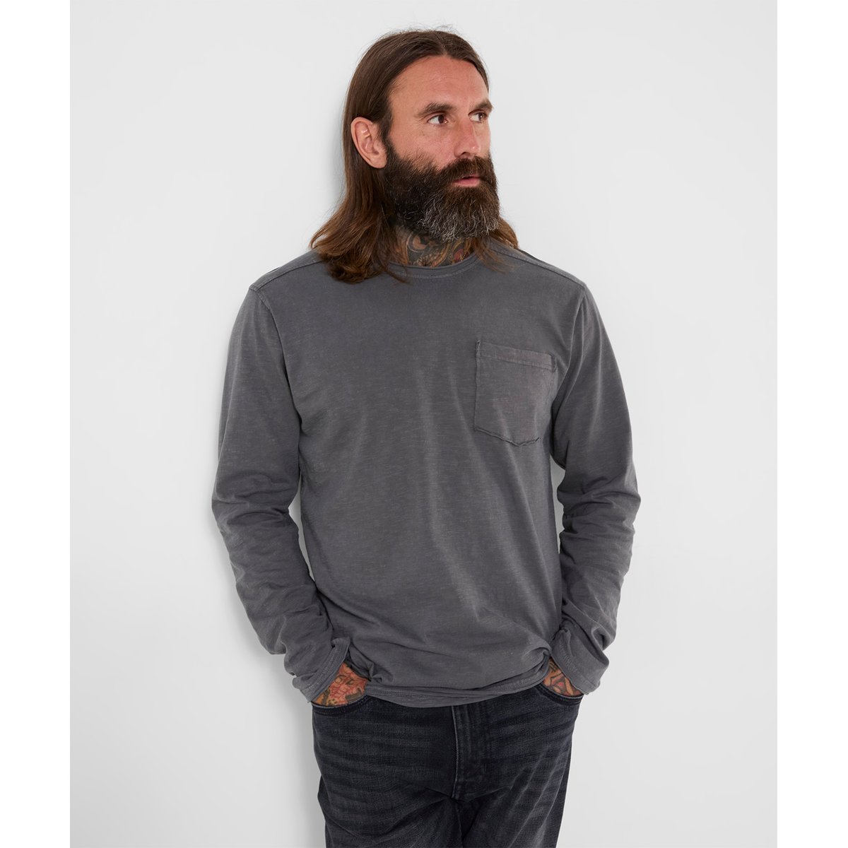 Remarquable Sweat Col Rond Effet Flammé à Bords Bruts gris, JOE BROWNS