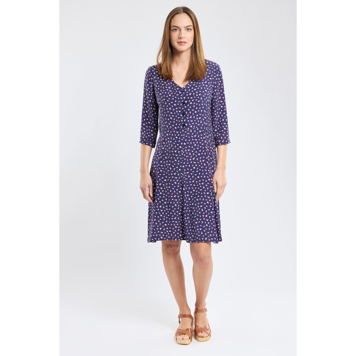 Robe fleurie en cupro imprimé sagina, ARMOR-LUX