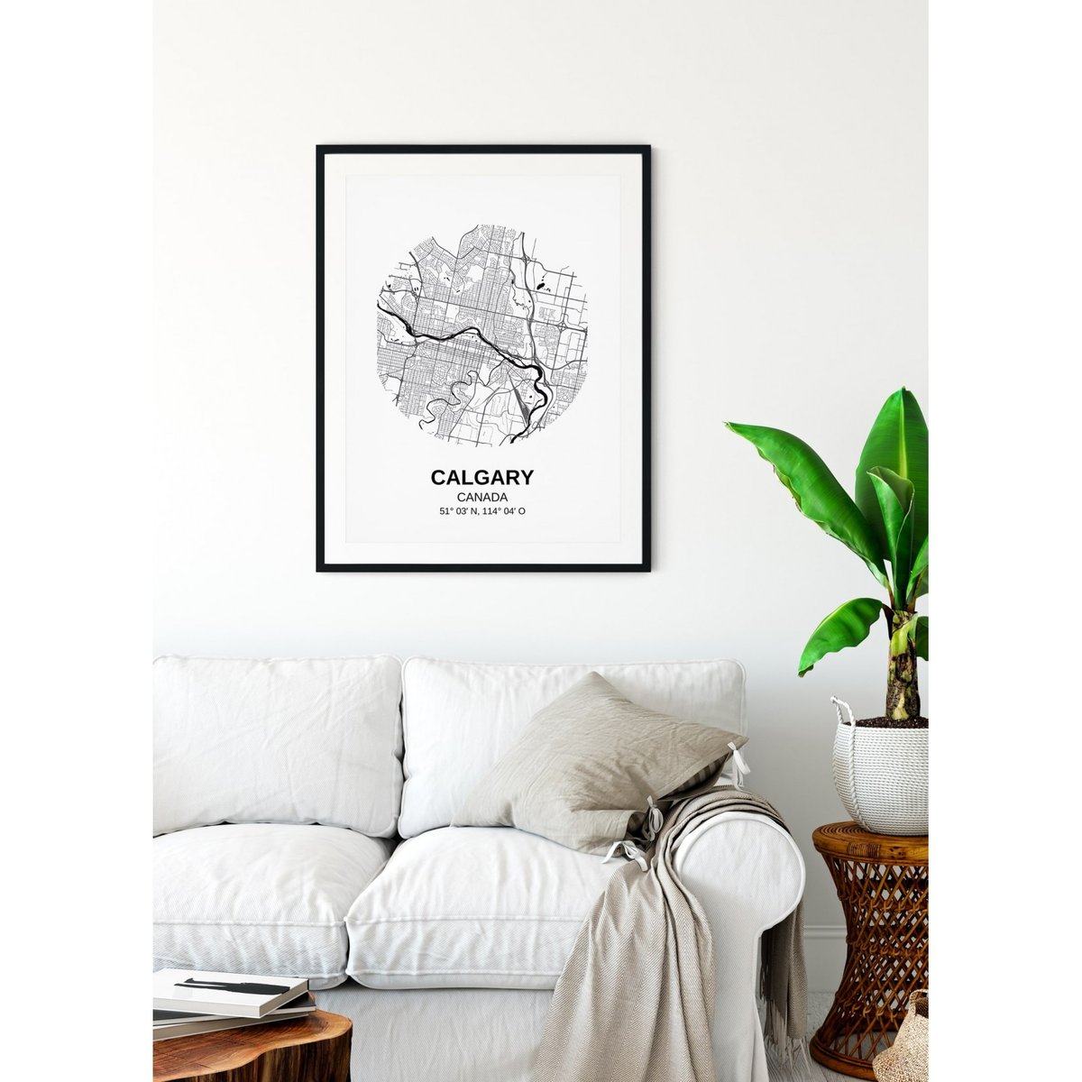 Poster Carte Calgary blanc, L'AFFICHERIE