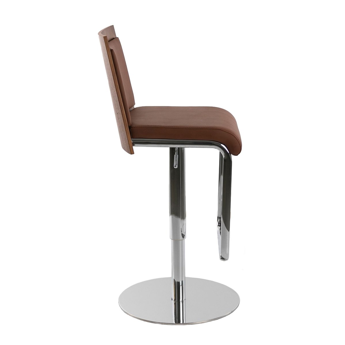 Tabouret en simili et acier chromé marron | noyer | acier, ANGEL CERDA