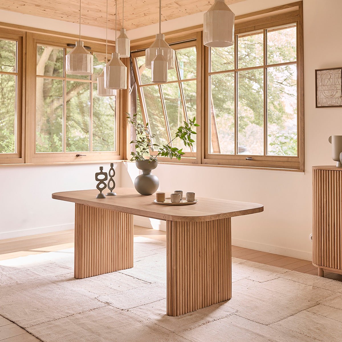 Table en bois teck massif 6 pers. COLINE naturel, BERAH GETAH