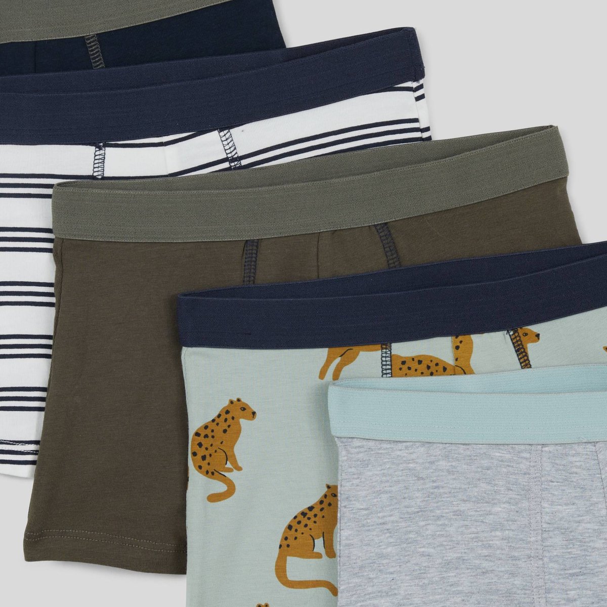 Lot de 5 boxers imprimés, contenant du coton BIO, certifié OEKO-TEX ecru, MONOPRIX