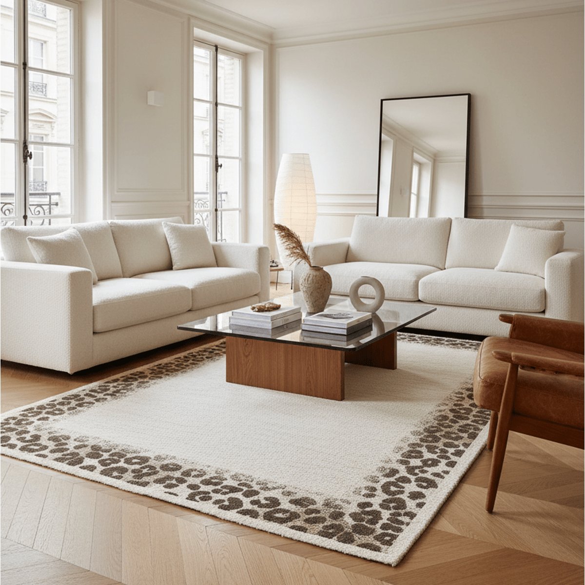 Tapis doux au design léopard WILD beige sable, AFK LIVING