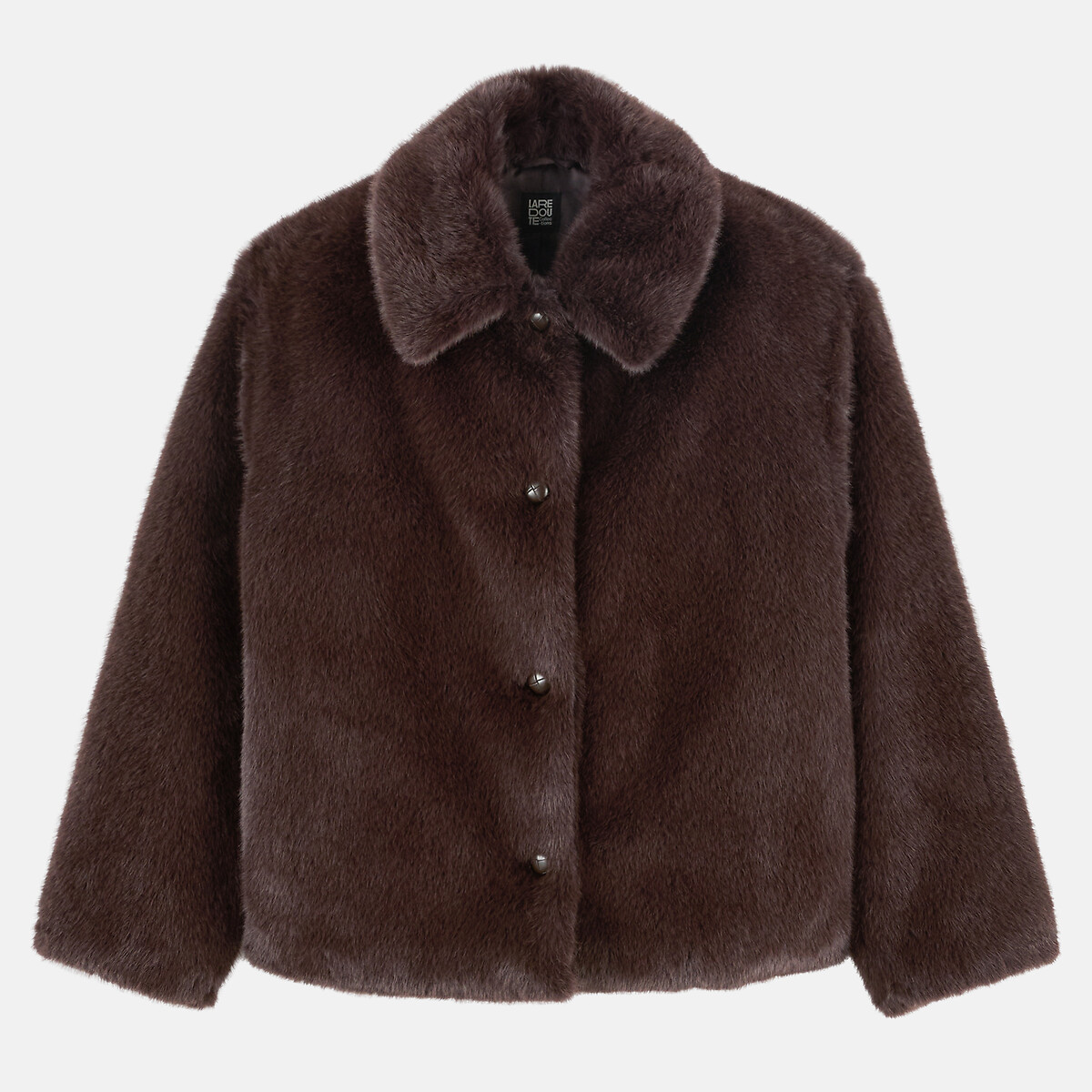 Manteau duveteux, mi-long marron, LA REDOUTE COLLECTIONS