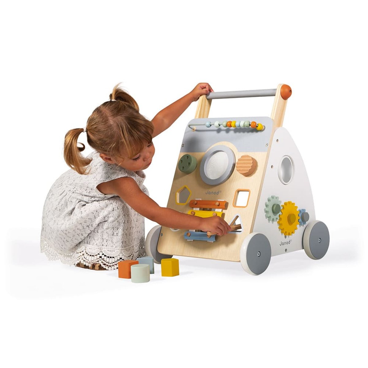 Chariot multi activités sweet cocoon en bois blanc/naturel, JANOD