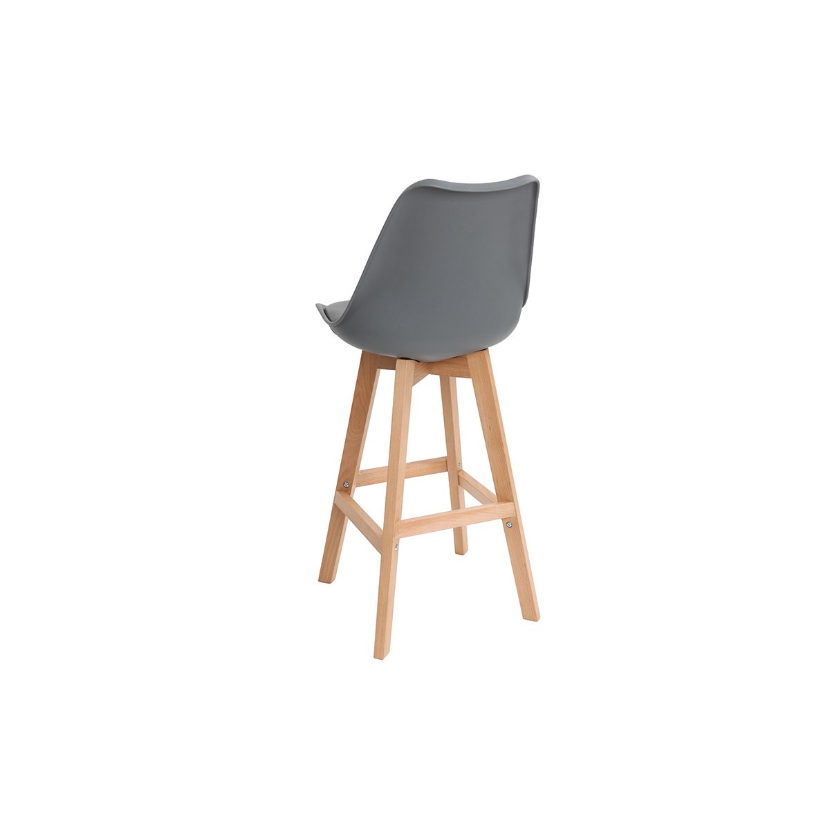 Tabourets de bar design blanc et bois H65 cm (lot de 2) PAULINE blanc, MILIBOO