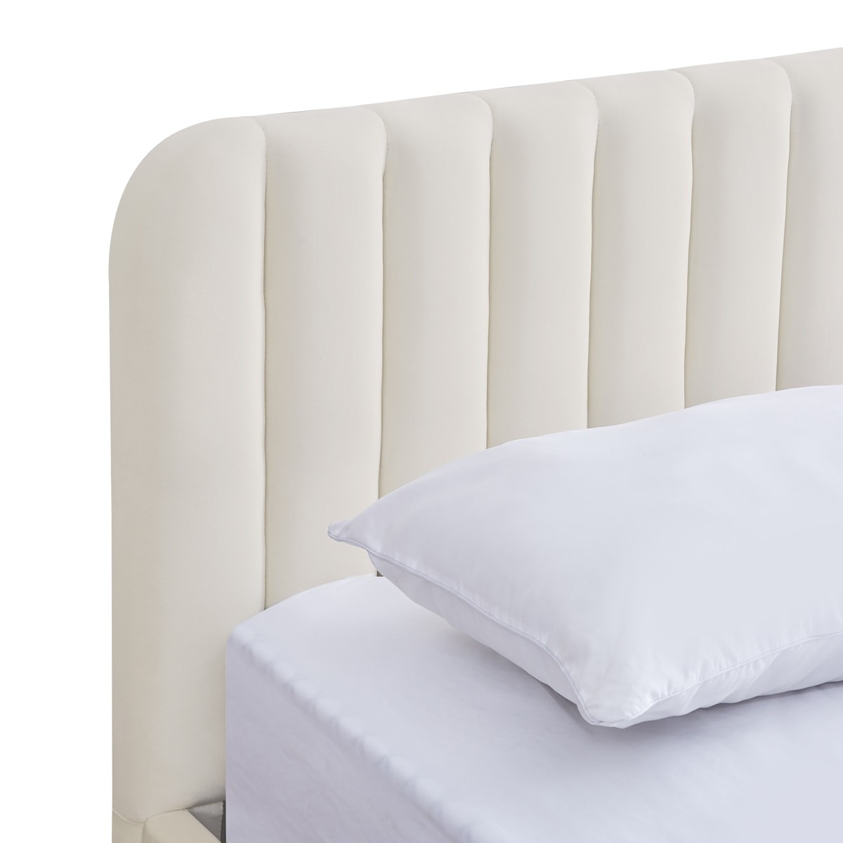 Lit coffre avec tête de lit en velours - AVA beige, HOMIFAB
