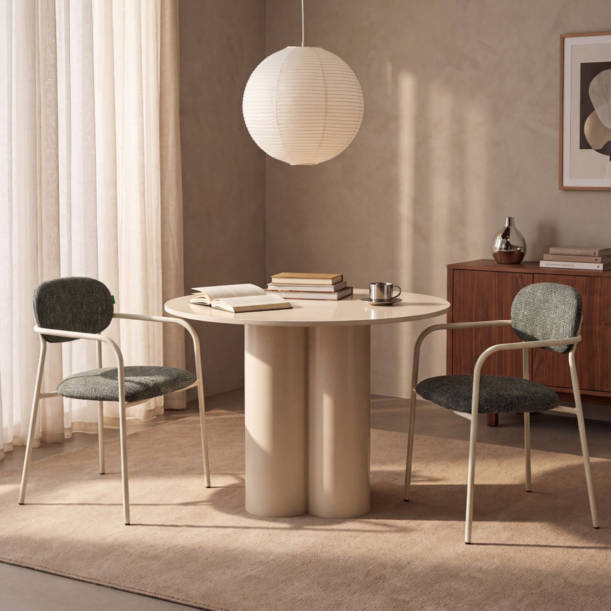 Lot de 2 fauteuils de table en tissu pieds métal- ANATOLE vert, DRAWER