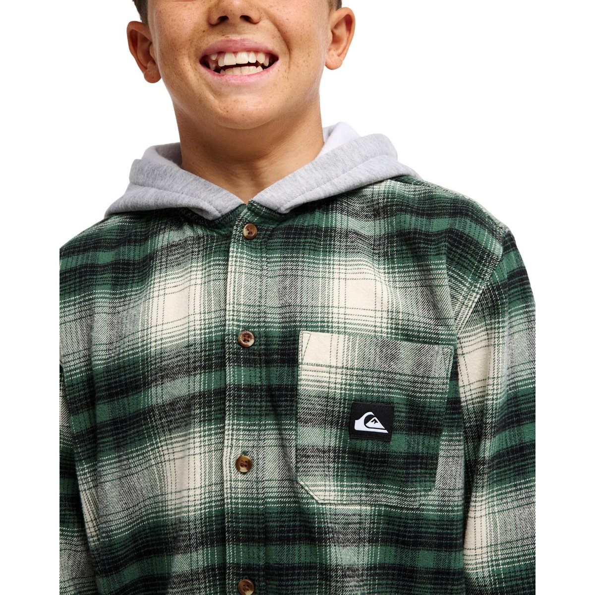 Chemise à capuche en flanelle TIMETABLE vert foresttimetablebushing check, QUIKSILVER
