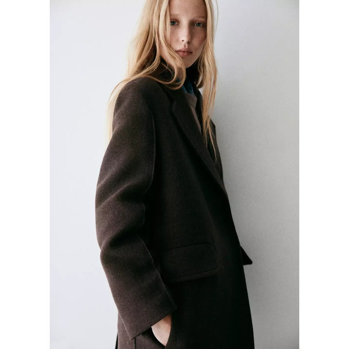 Manteau laine Manteco ceinture marron, MANGO