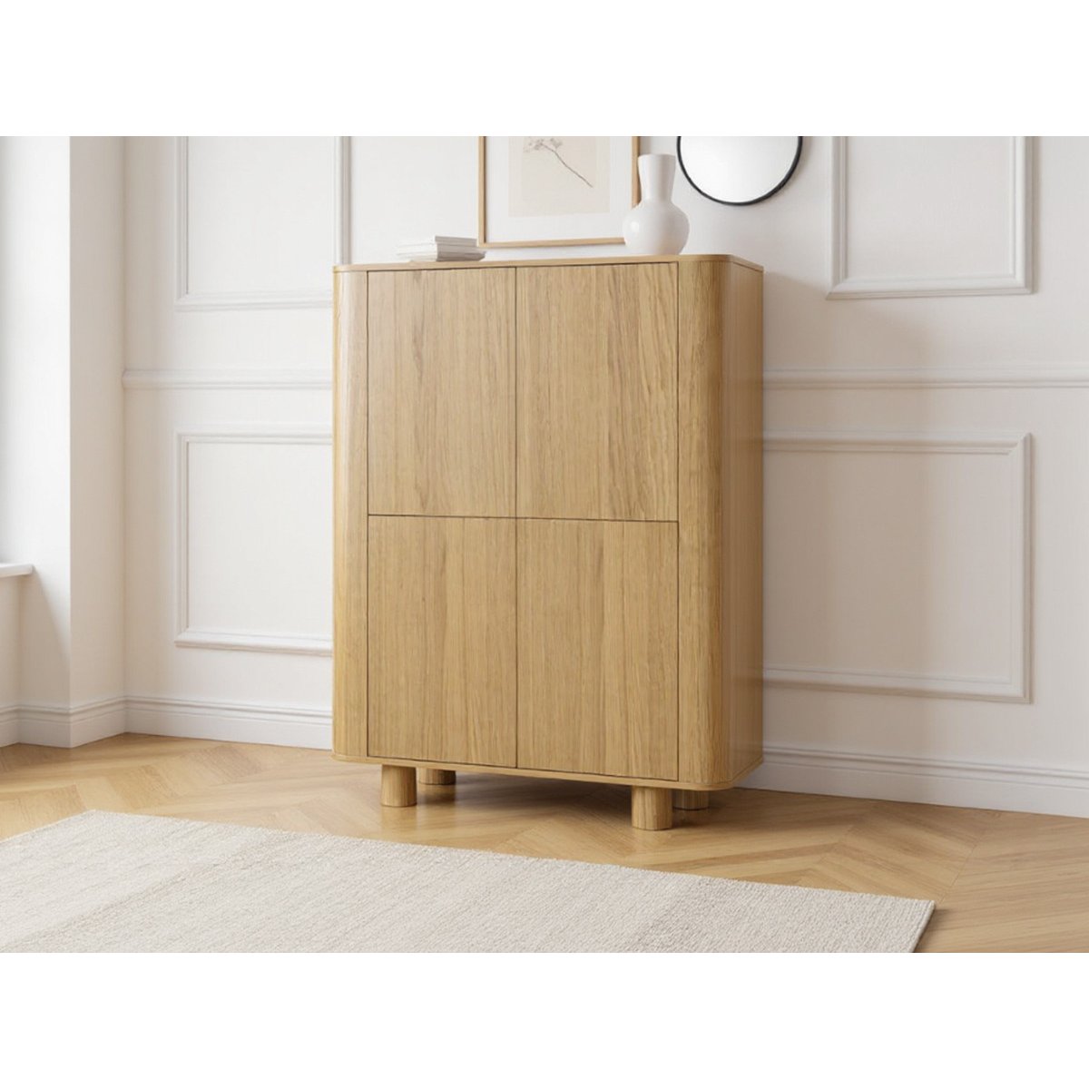 Buffet  en placage  portes 100 cm, MALO marron clair, BOBOCHIC