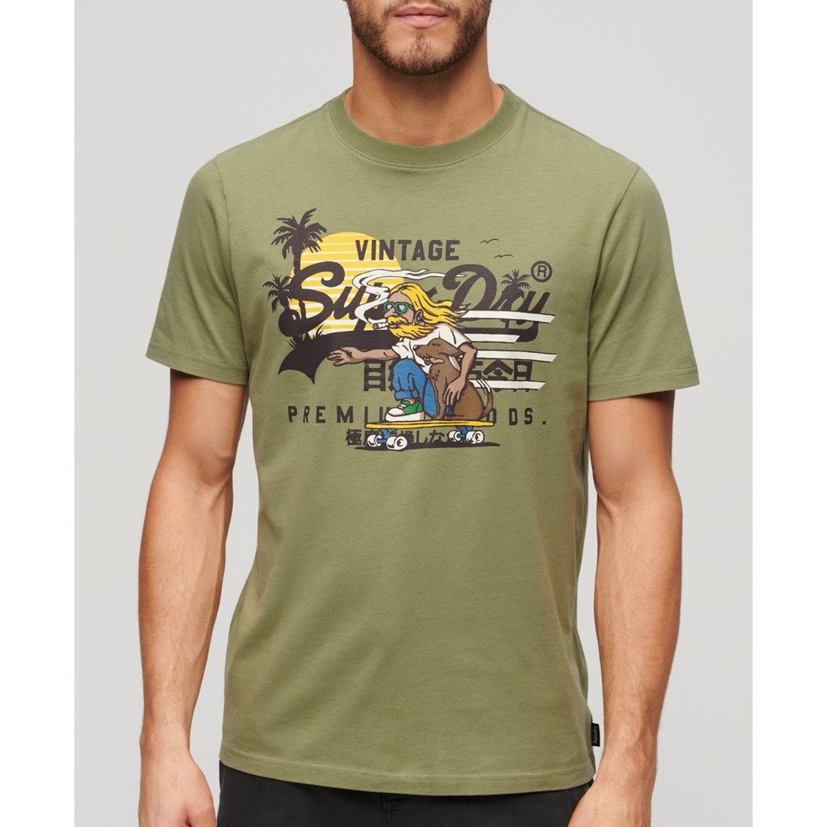 T-shirt à motif LA vert pétrole, SUPERDRY