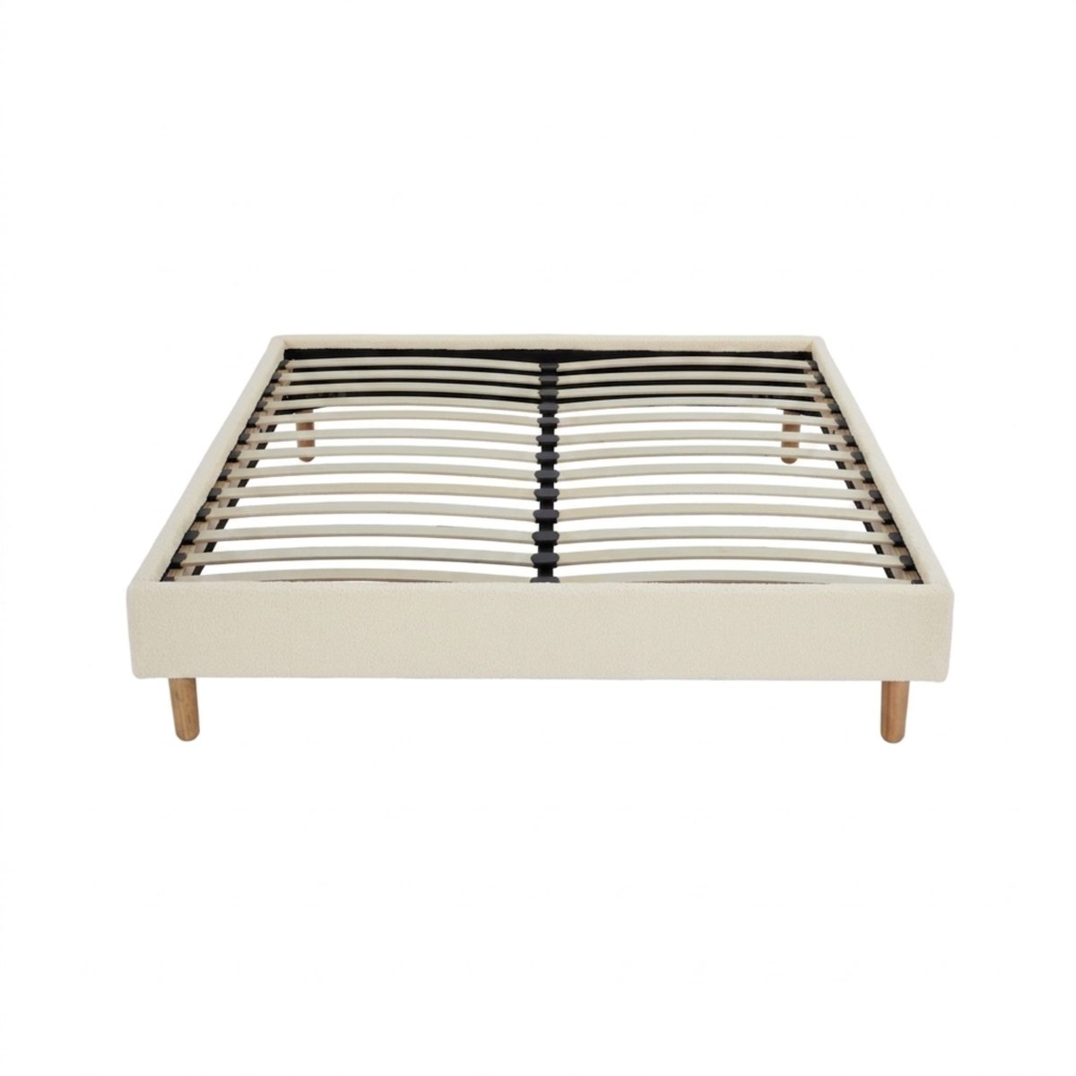 Sommier kit bouclette en tissu sherpa 13 lattes ivoire, TERRE DE NUIT