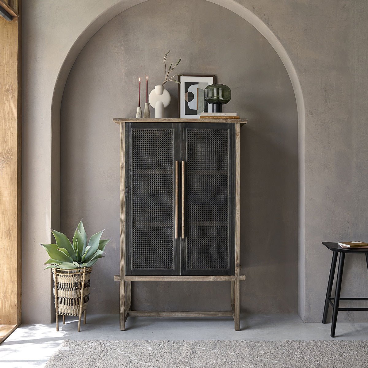 Armoire 2 portes en bois recyclé massif JUNKO gris, BERAH GETAH