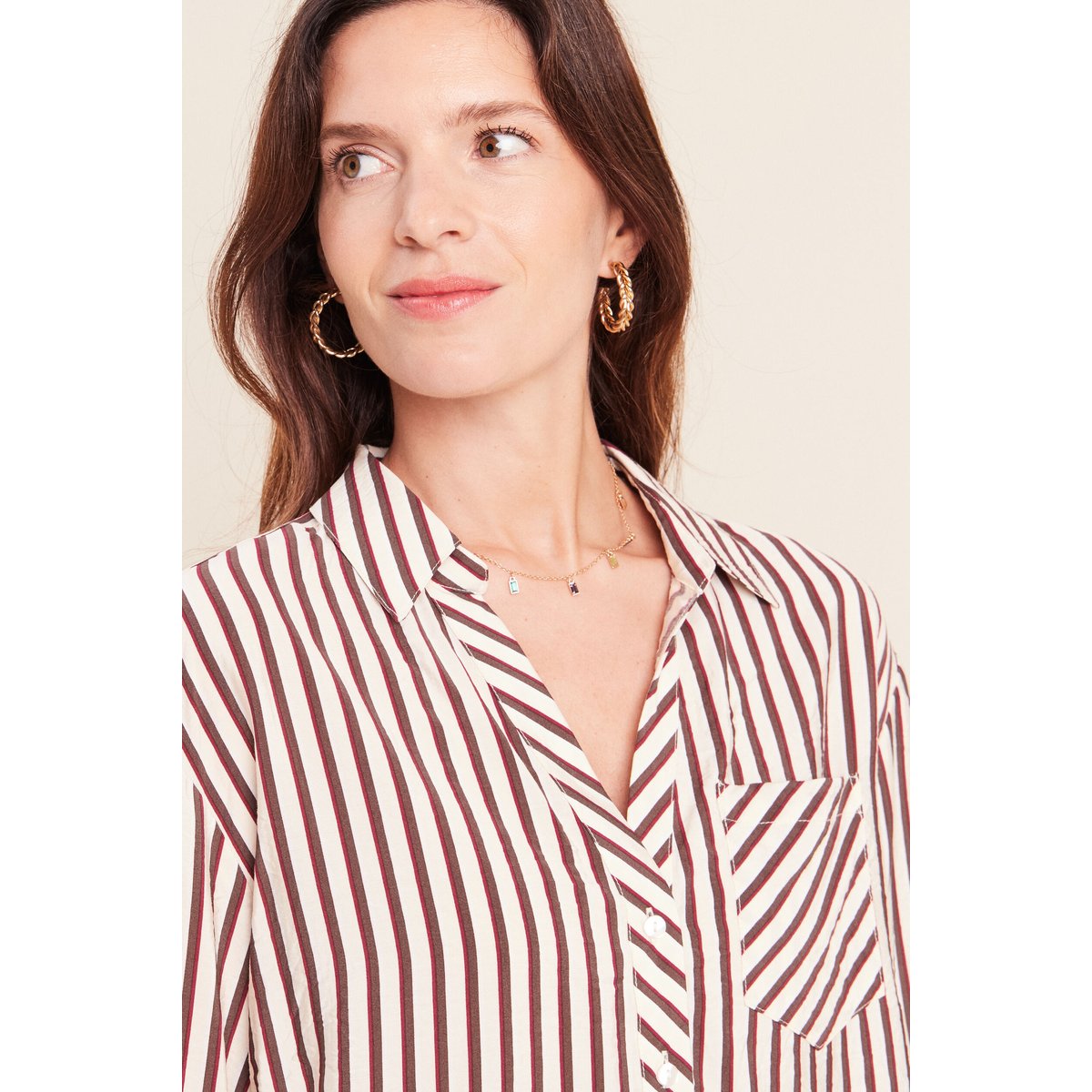 Chemise ample manches 3/4 marron, BREAL