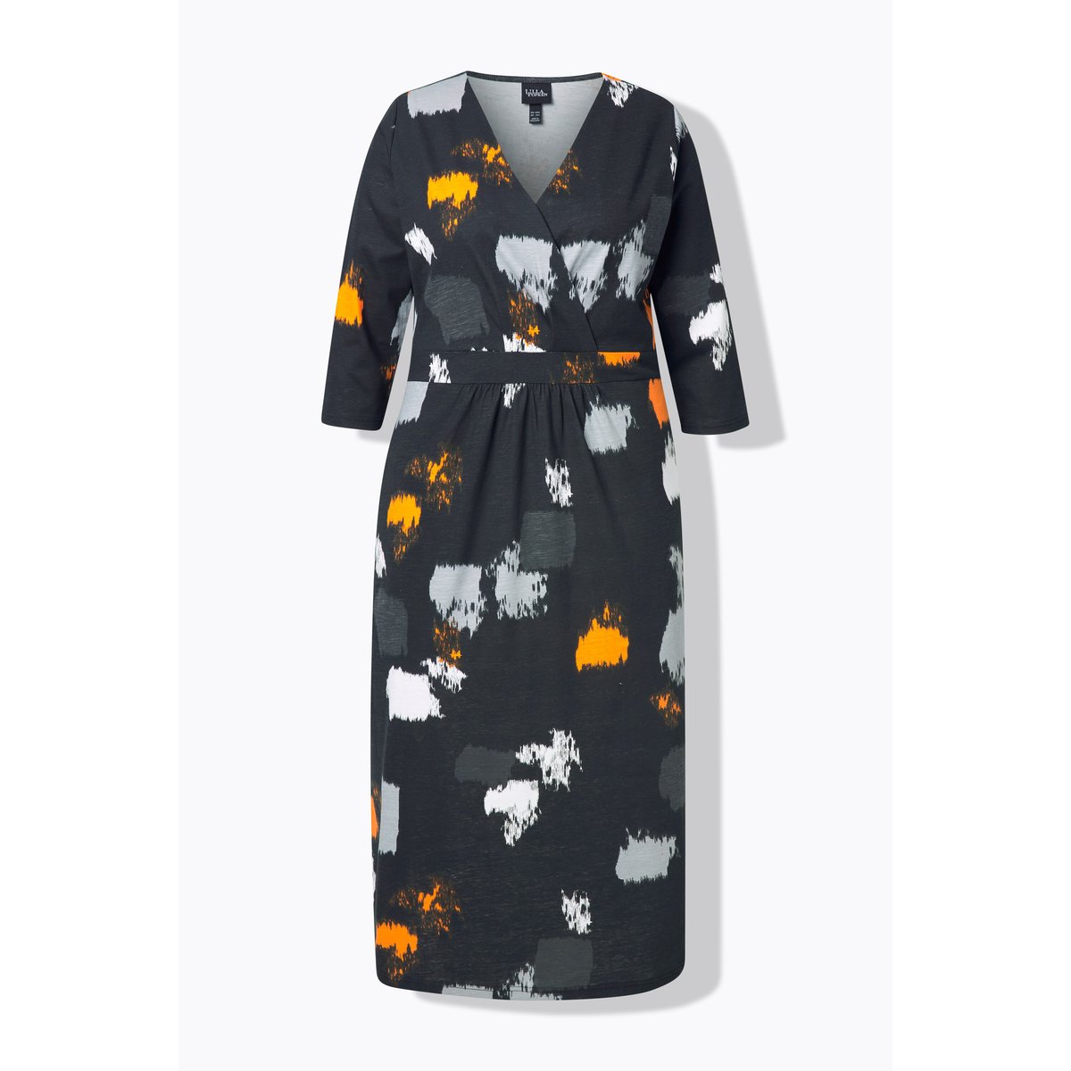 Robe maxi décolleté en V et manches 3/4 noir, ULLA POPKEN