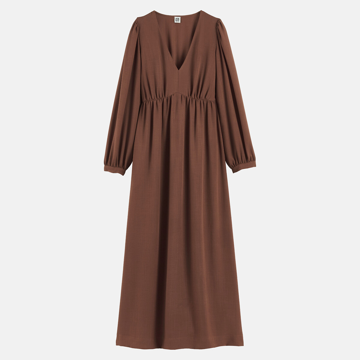 Robe longue col V à manches longues marron, LA REDOUTE COLLECTIONS