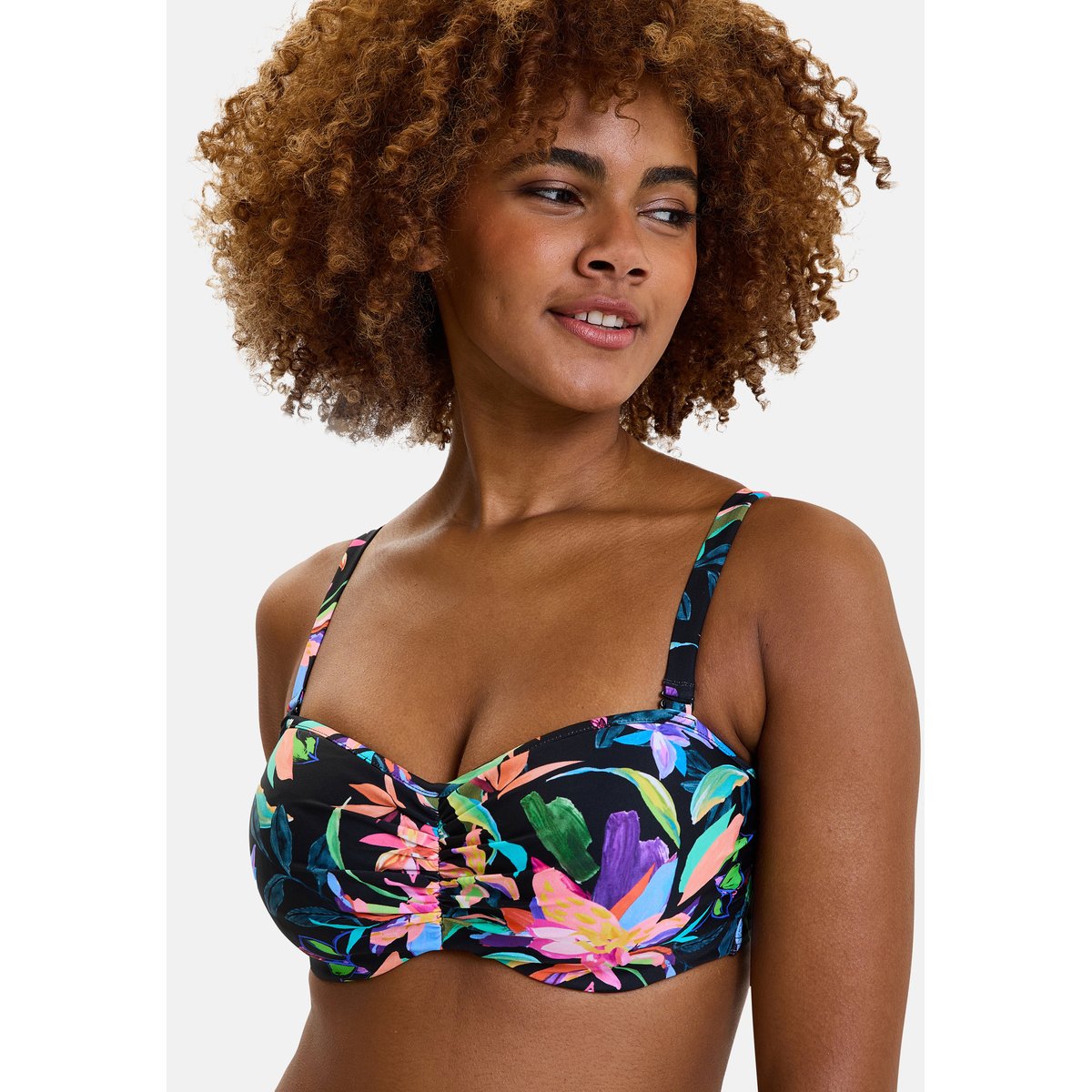 Haut de maillot de bain bandeau BARBADE paradis tropical noir, SANS COMPLEXE