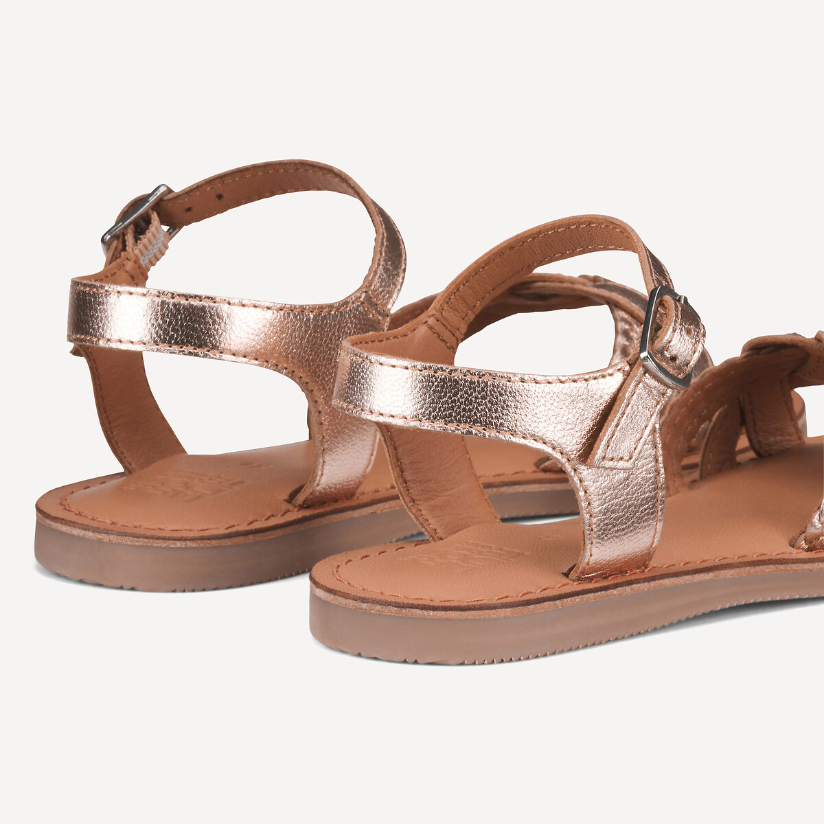 Sandales dorées en cuir tressé doré, LA REDOUTE COLLECTIONS