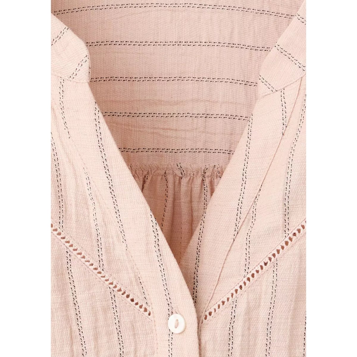 Blouse rayée avec détails ajourés rose pastel, MANGO TEEN