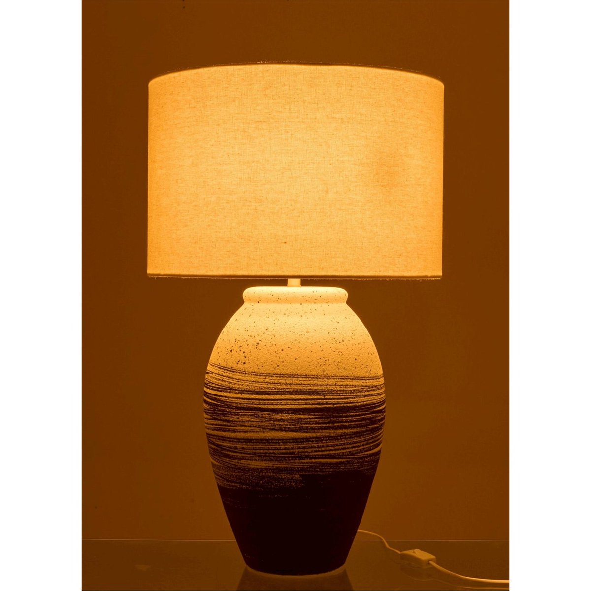 Lampe de table en poterie faite main noir et beige, RECOLLECTION