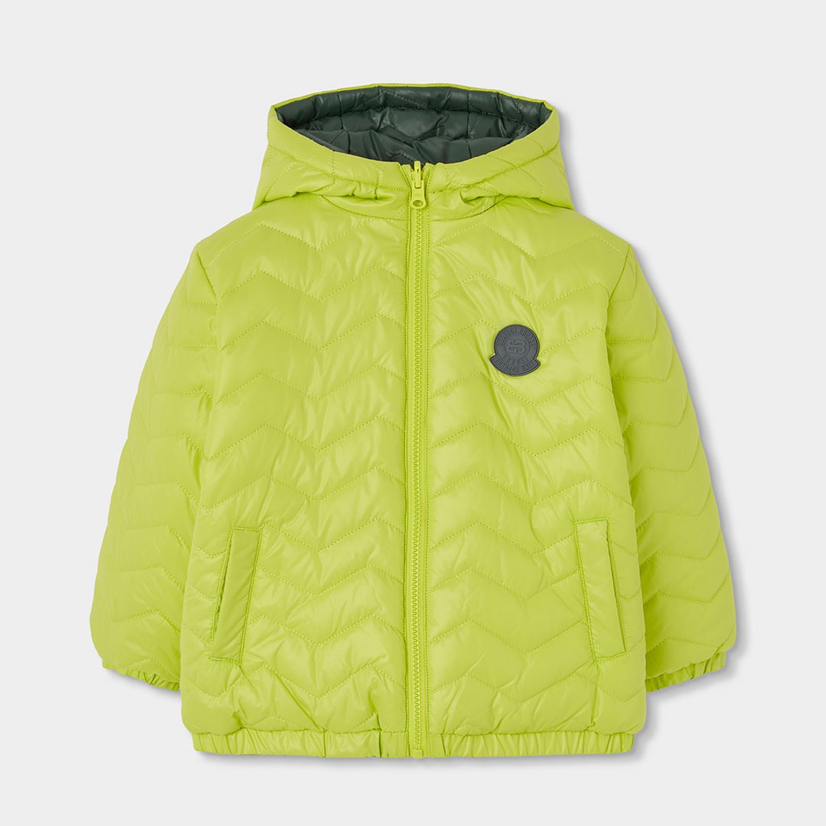 Parka garçon tissu technique réversible vert, BOBOLI