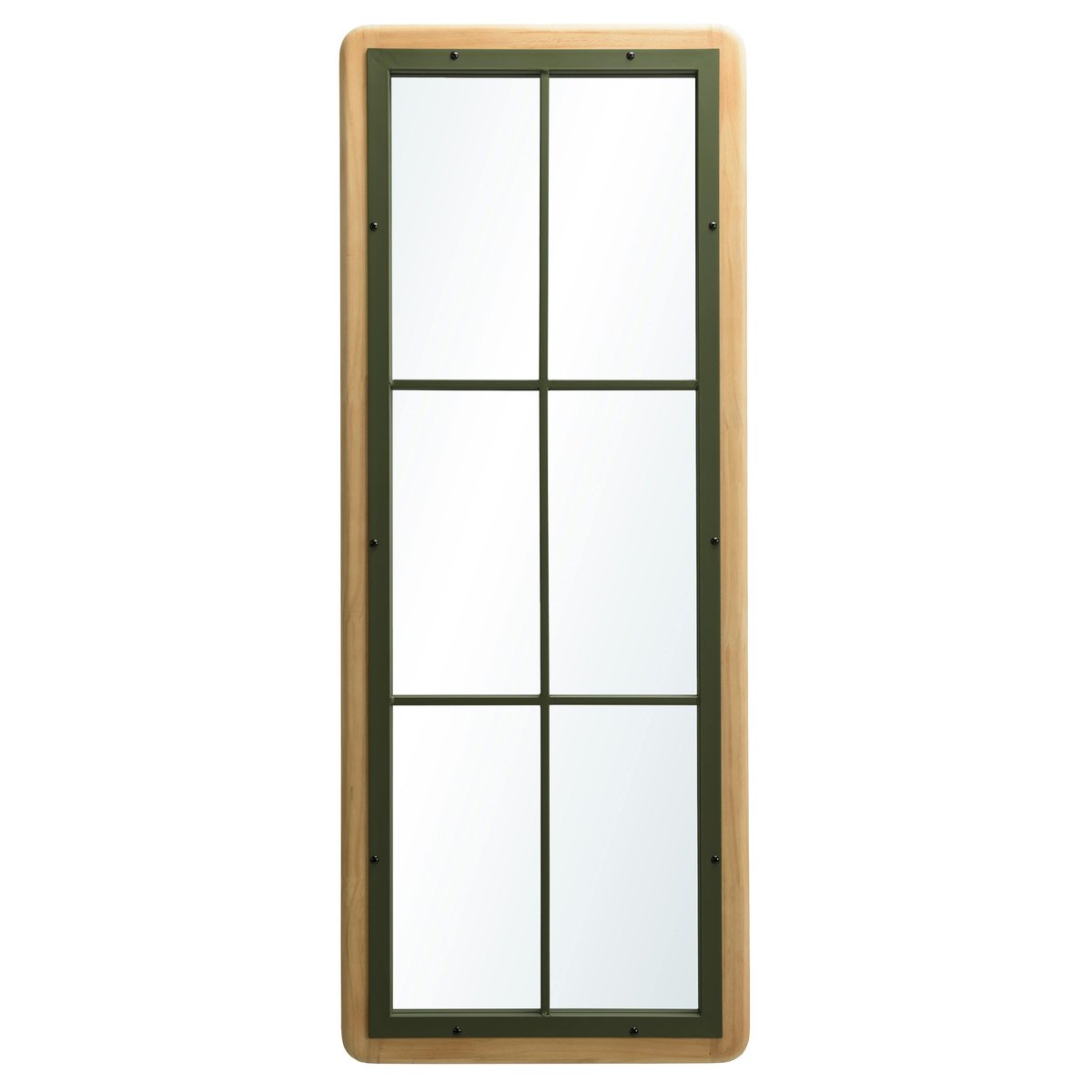 Miroir fenêtre pin et métal vert BAGAN vert, PIER IMPORT