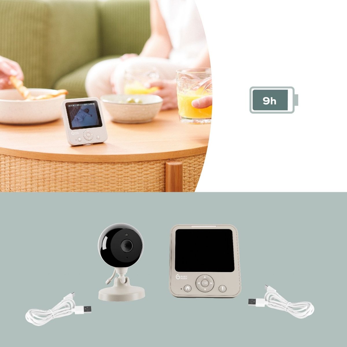 Babyphone caméra compact Yoo Start gris clair, BABYMOOV