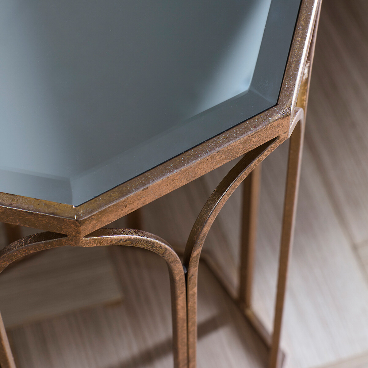 Munger Octagonal Smoked Glass Side Table gold-coloured, SO'HOME