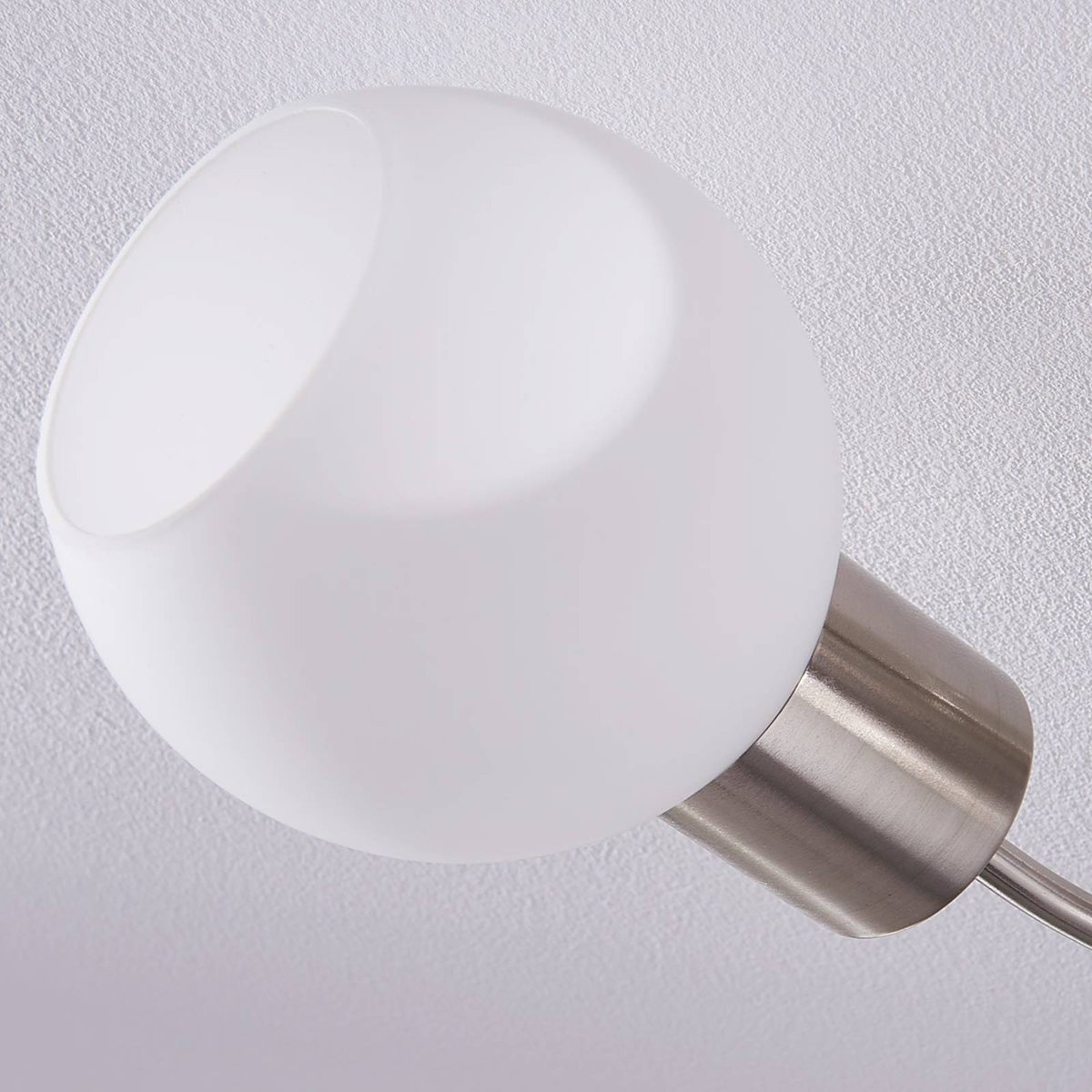 Plafonnier en verre moderne, Ciala blanc, nickel satiné, LINDBY
