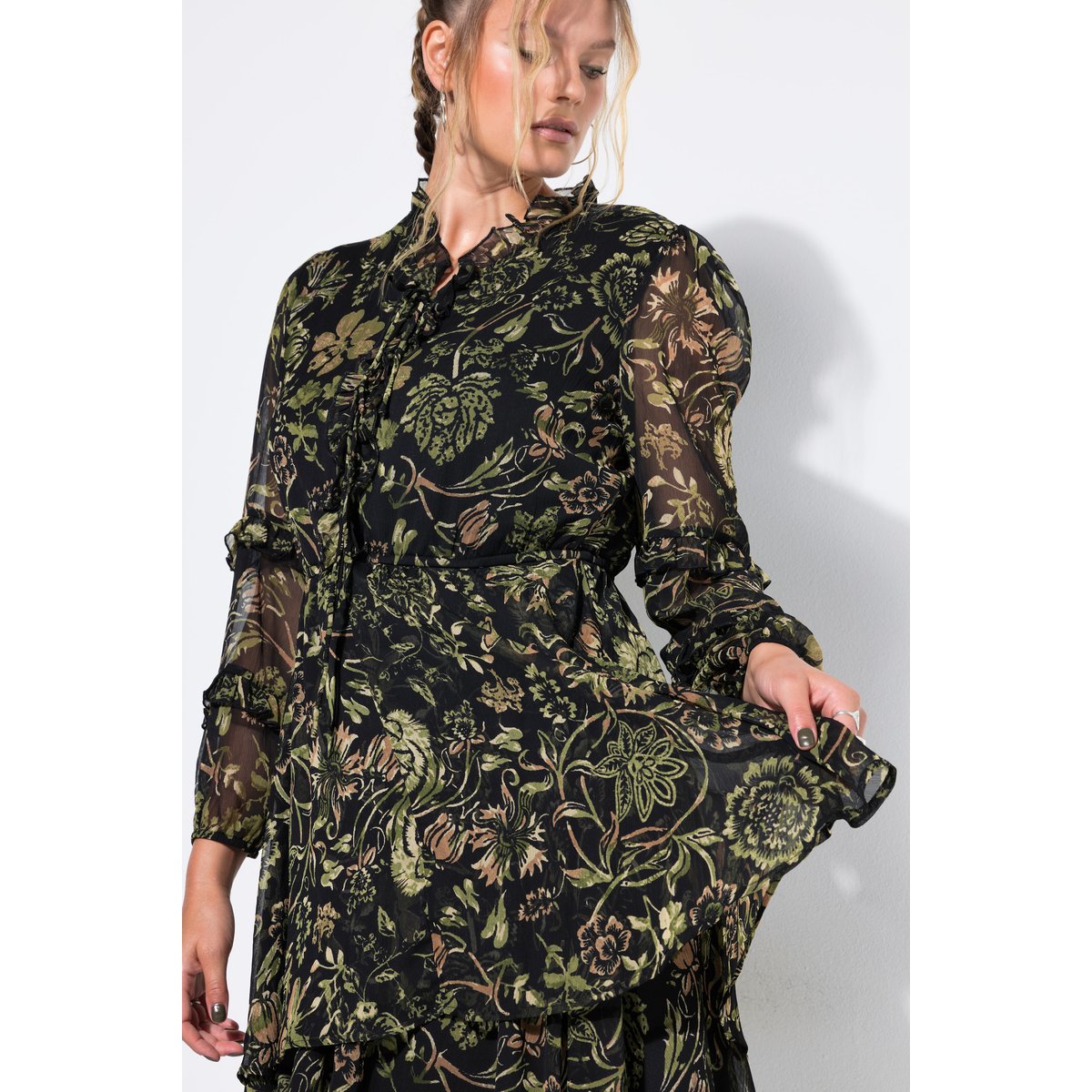 Robe mini avec ruchés noir, STUDIO UNTOLD