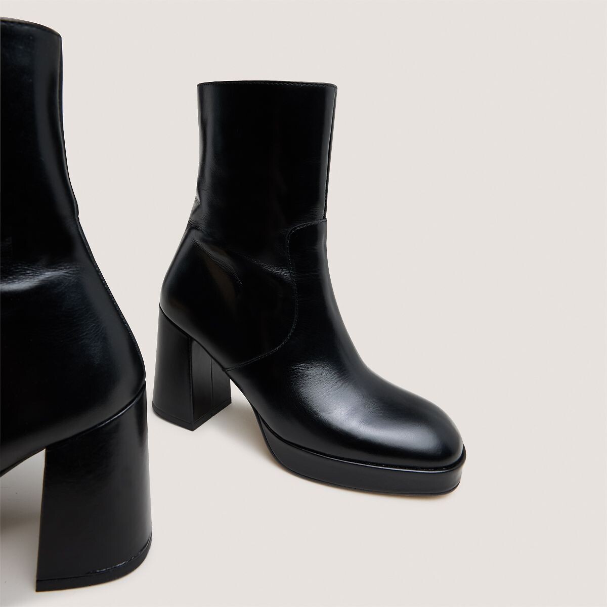 Vesna heeled leather ankle boots black, JONAK
