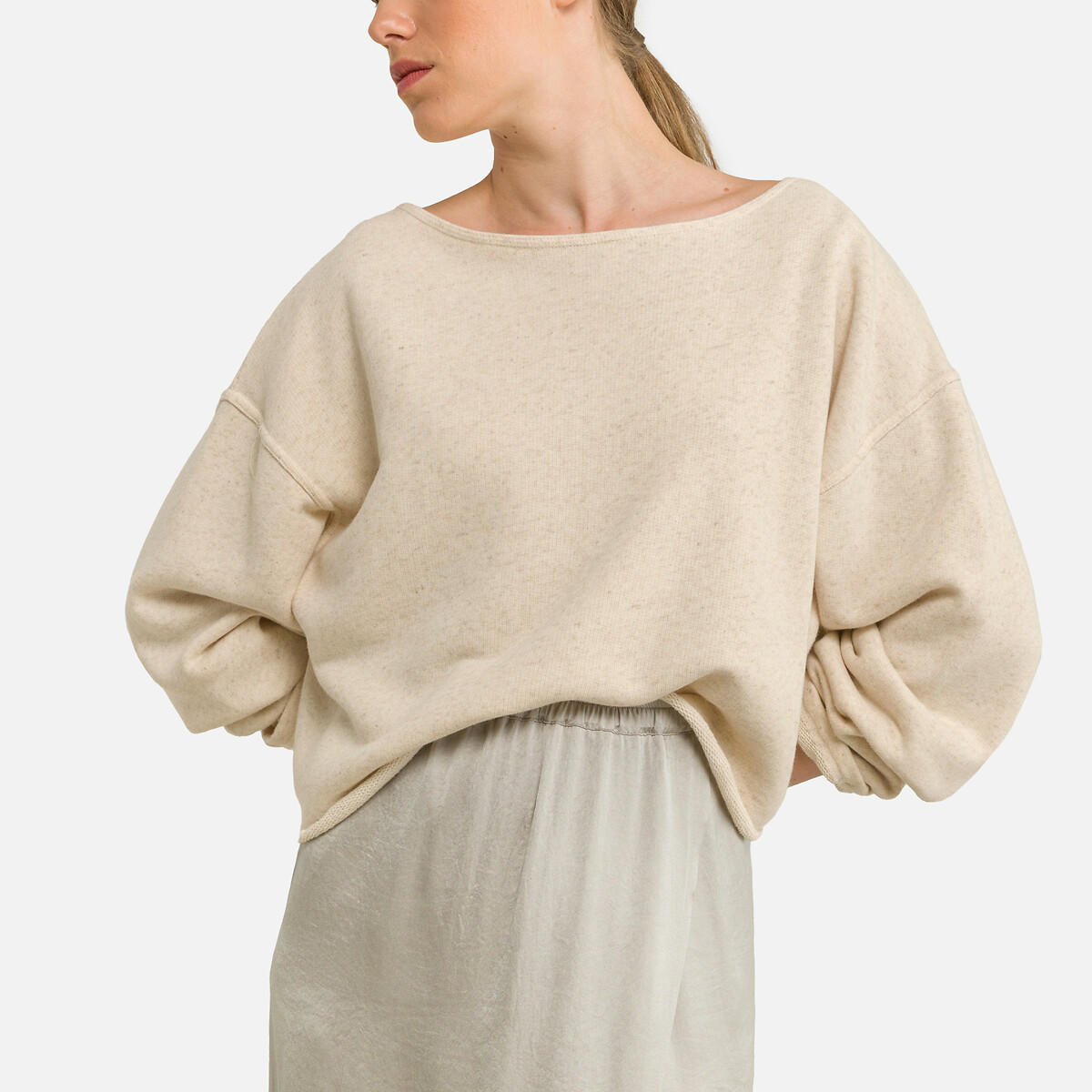 Sweat col bateau ITONAY ecru chiné, AMERICAN VINTAGE