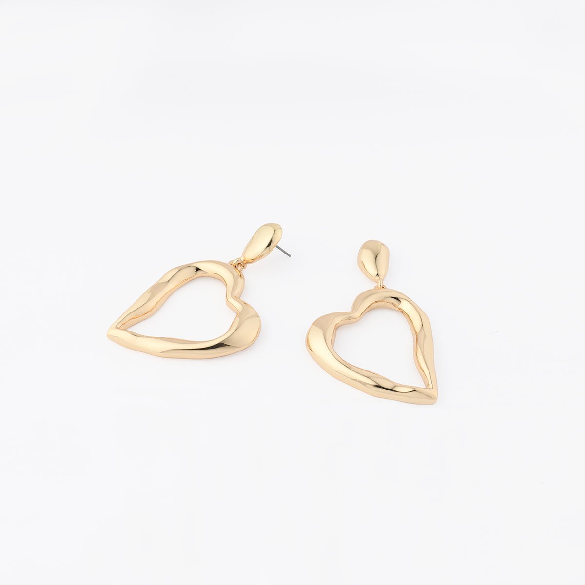 Boucles d'oreilles pendantes cœur irrégulier - Collection Recyclée doré, BALABOOSTE