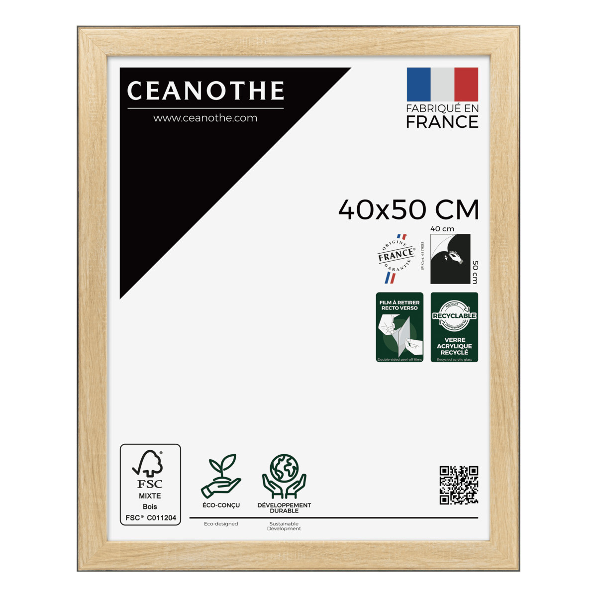 Cadre Photo En Résine Recyclée NEWTON noir, CEANOTHE