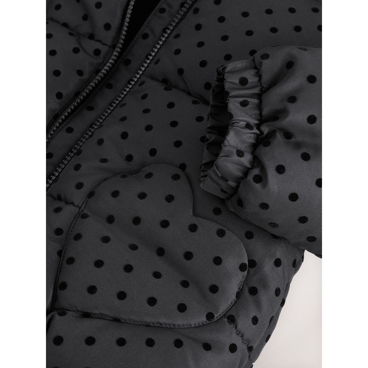 Manteau matelassé imperméable noir à pois, NEXT