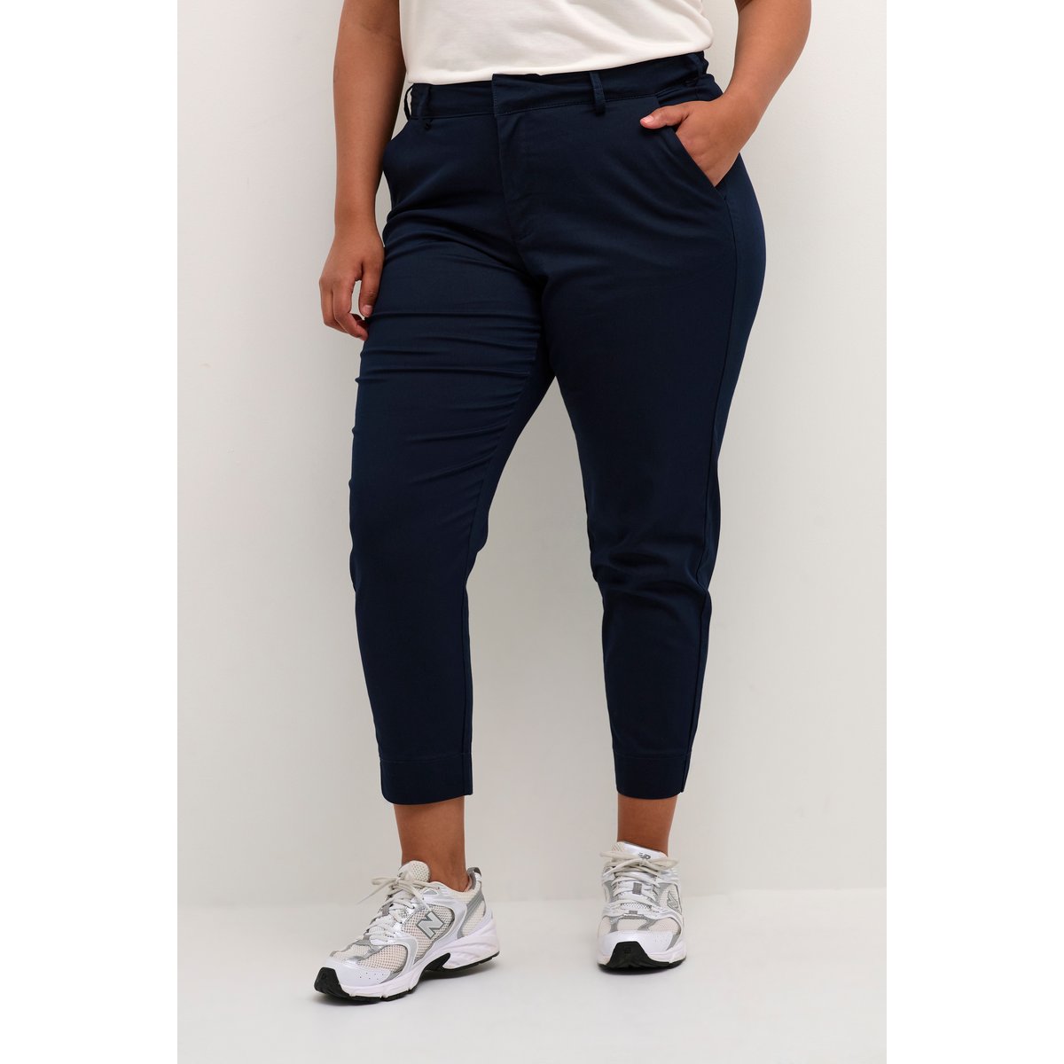 Pantalon casual bleu midnight marine, KAFFE CURVE