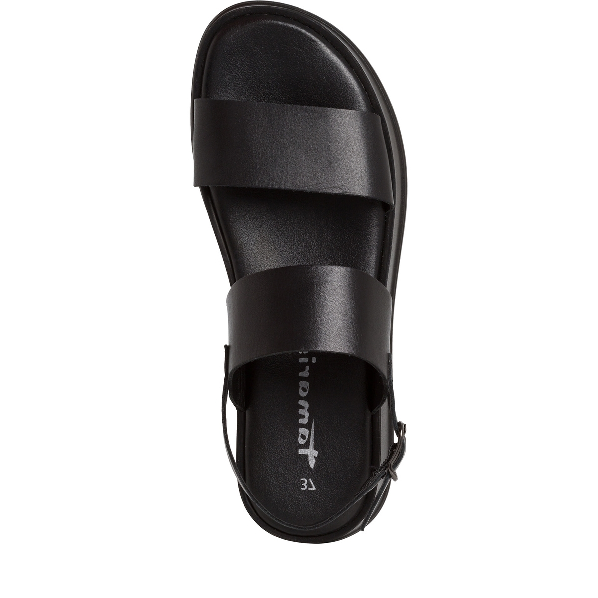 Sandales plateforme en cuir noir, TAMARIS