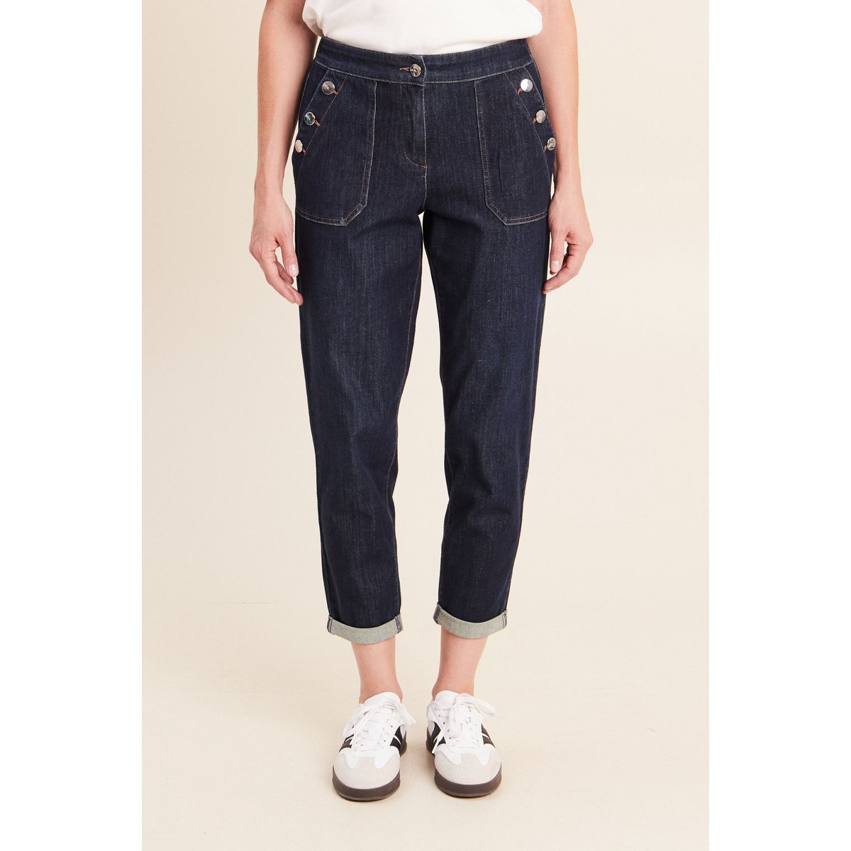 Pantalon mom 7/8ème en coton denim brut, BREAL