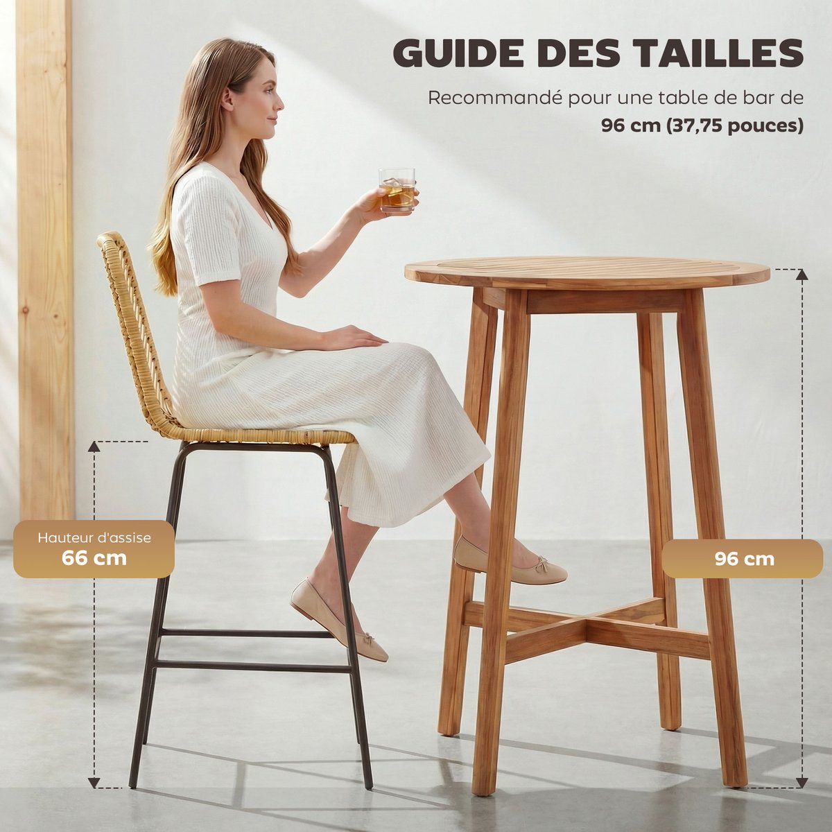Tabouret de bar Résine tressée rotin PE Jaune jaune, noir, HOMCOM
