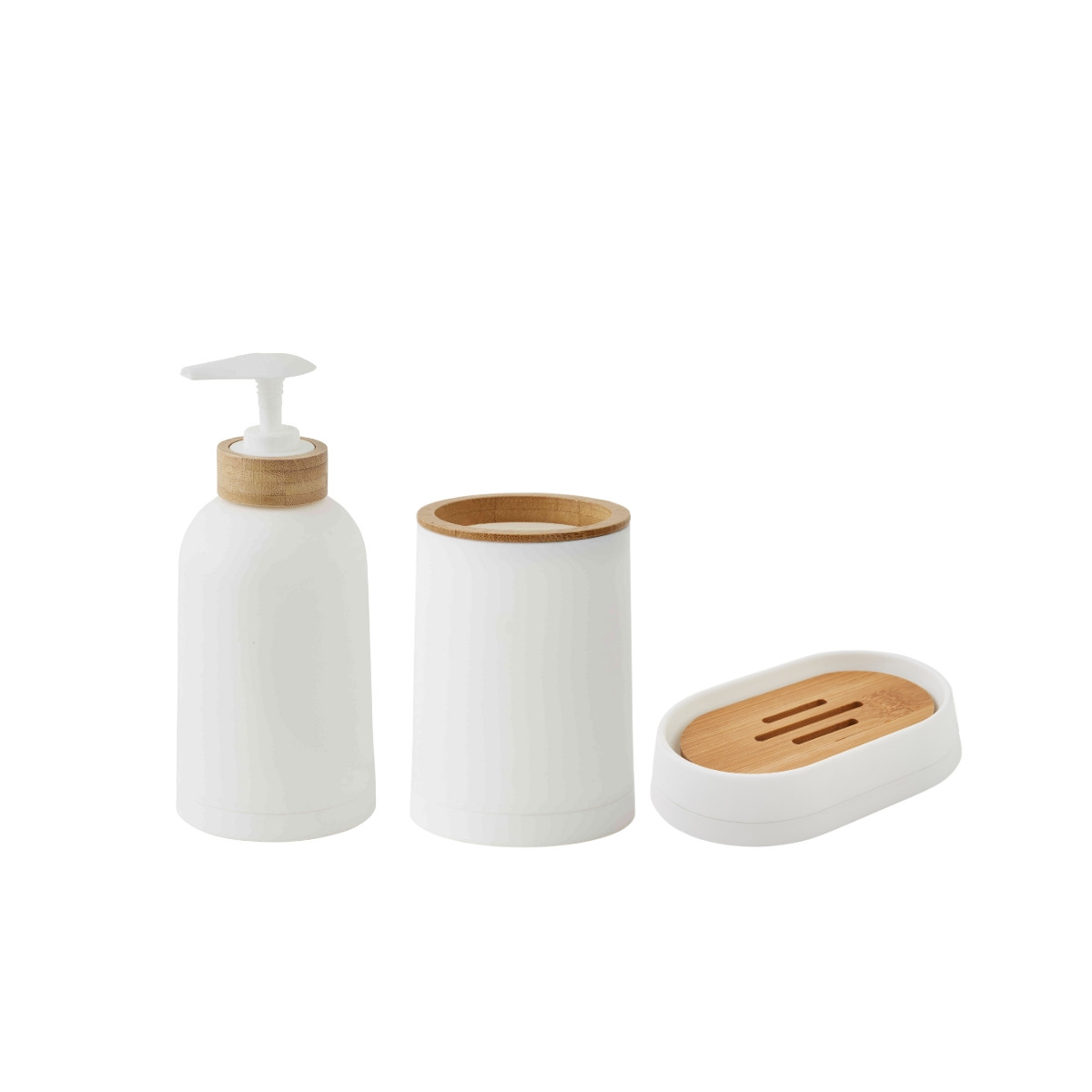 Set salle de bain uni 3 pièces en bambou PRIMA #ffffff, GUY LEVASSEUR