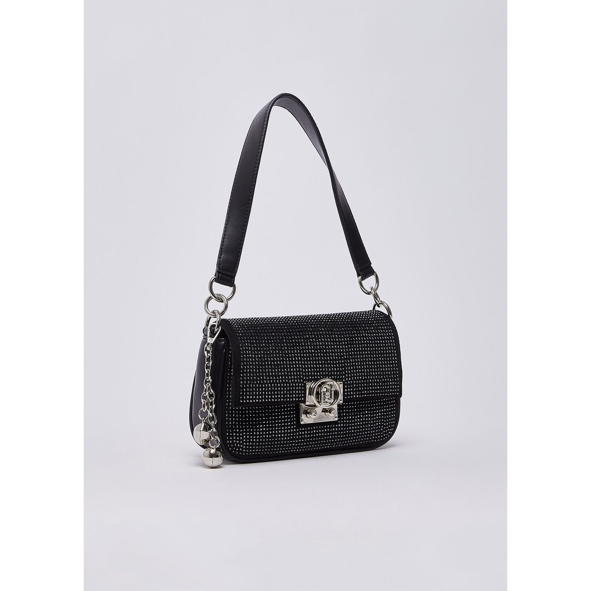 Sac porté épaule format petit avec charm noir, LIU JO