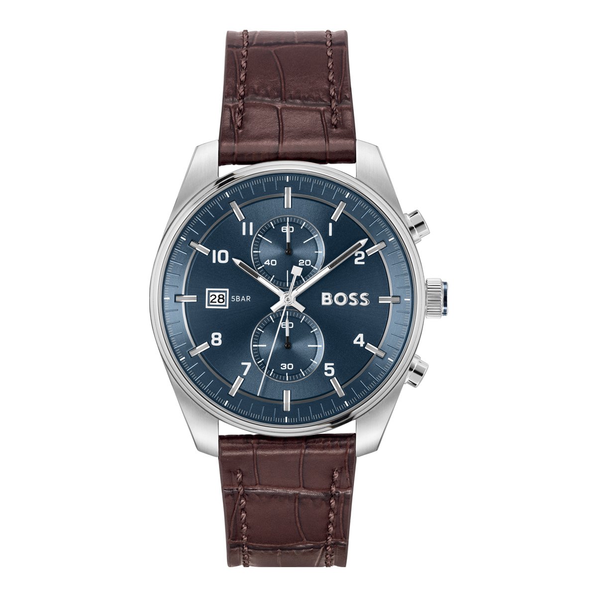 Montre Analogique  SKYTRAVELLER argenté bleu marron, BOSS