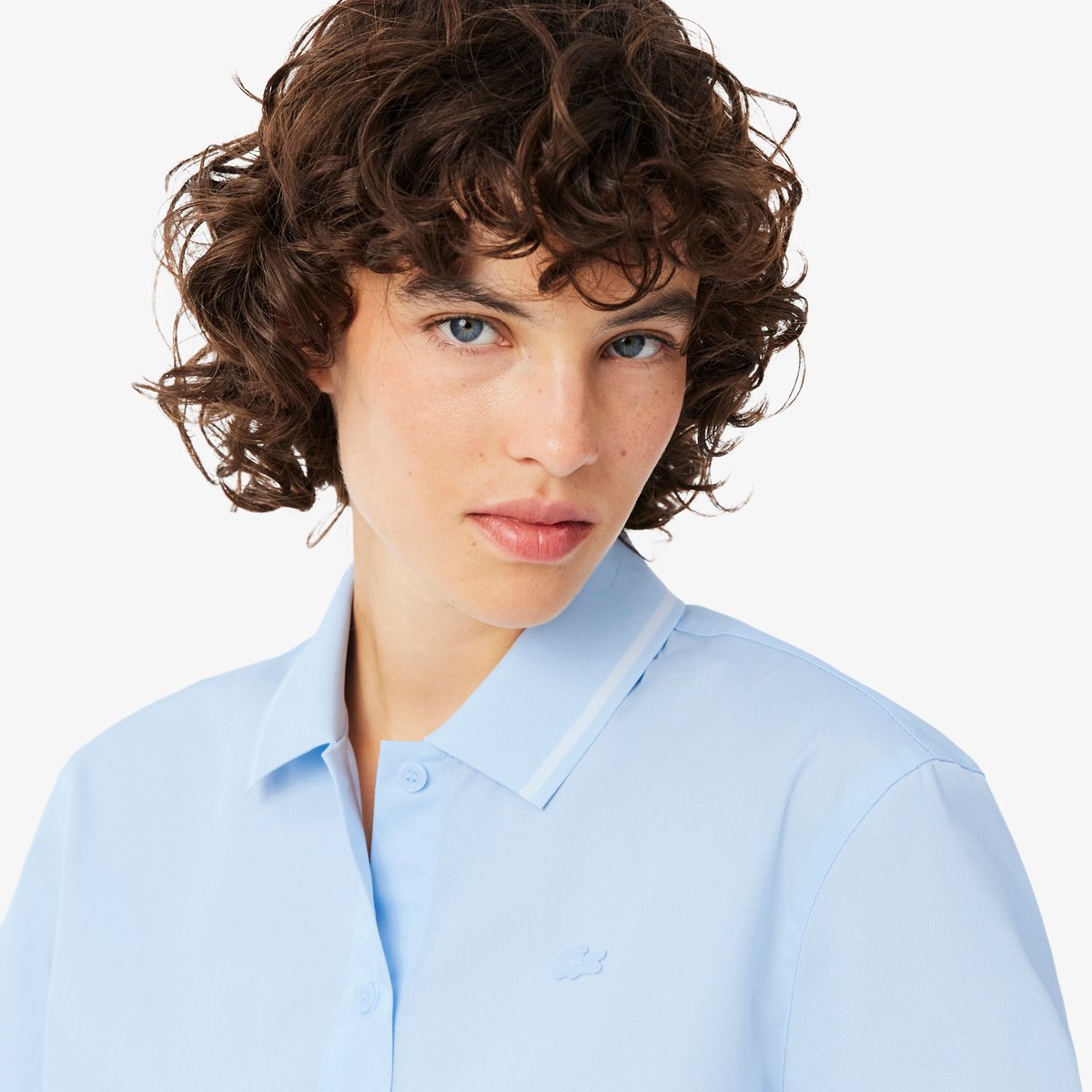 Chemise effet Petit Piqué oversize bleu-t01, LACOSTE